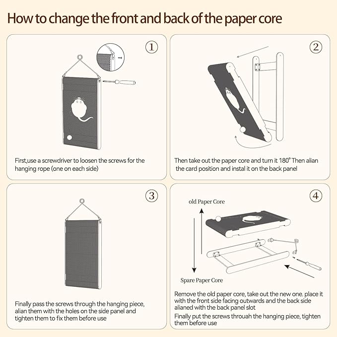 Cat Scratch Pad. Corrugated Cat Scratcher for Indoor Cats with Catnip. Cardboard Cat Scratcher with Mouse Logo and Hanging Ball Toy Design. Replaceable core Cat Scratching Board.(Pack of 2)