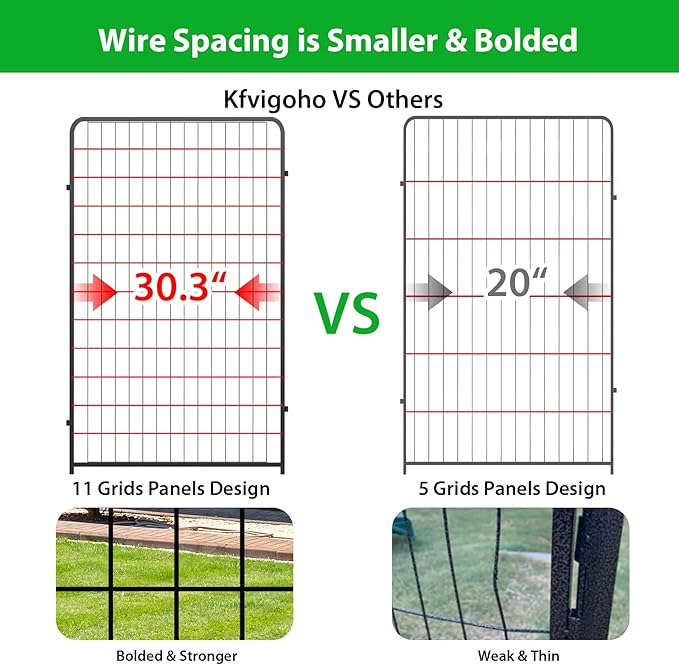 Dog Playpen Outdoor 16 Piece Panels Heavy Duty Dog Pen 26" W×50" H Anti-Rust Exercise Fence with Doors for Large/Medium Pet Play for RV Camping Yard