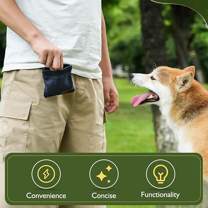 ETIAL Dog Treat Pouch,Portable Puppy Dog Training Treat Bag,Hand Free Dog Walking Bag,Auto Closing Pet Feed Snack Reward Pocket,Dog Food Dispenser for Pet Puppy Travel or Outdoor Use (Coral Green)