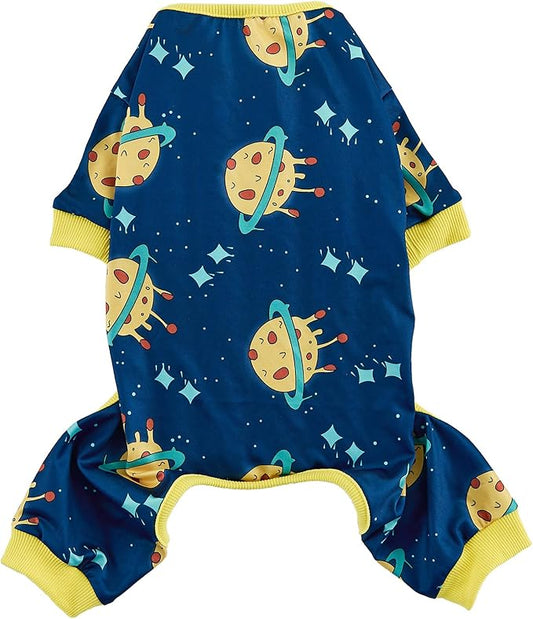 Dog Pajamas Onesie for Small & Medium Dogs - Polyester, Cozy, Wrinkle-Resistant Four-Legged Apparel (Blue Black, Medium)
