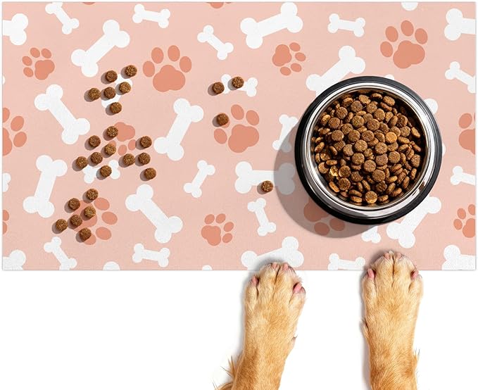 Checkered Absorbent Dog Feeding Mat Quick Dry Diatom Mud Non-Slip Pet Food Placemats Pad with Rubber Backing for Food and Water Bowls 12"x20"