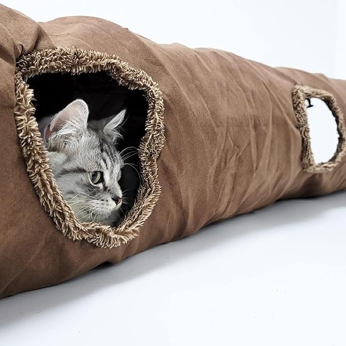 Cat Tunnel, Indoor Cat Toy, 49.2×11.4 Inch Foldable Large Tunnel, Exercise Cat Tunnel with Interactive Ball, Indoor and Outdoor Toys for Kittens, Puppies and Small Animals