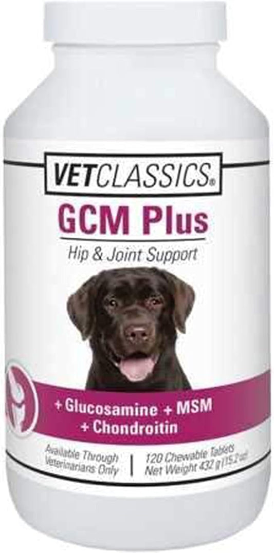 Vet Classics GCM Plus Hip & Joint Support Dog Supplement – Includes MSM, Chondroitin, Glucosamine – Supports Healthy Joints, Flexible Hips in Dogs – Chewable Tablets 120 Ct.