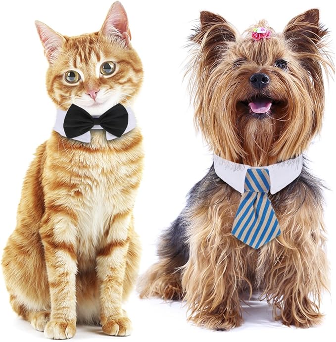 Shappy 3 Pieces Dog Cat Bow Tie Pet Costume Cat Wedding Bowtie Formal Dog Collar Adjustable Necktie Collar for Cat Small Puppy Grooming Accessories
