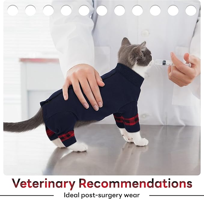 PUMYPOREITY Comfy Cat Pajamas, Versatile Cat Shirt for All-Day Wear, Soft Stretchy Sweater with Back Snap for Easy Wear, Breathable Recovery Suit for Surgery Recovery, XL, Blue