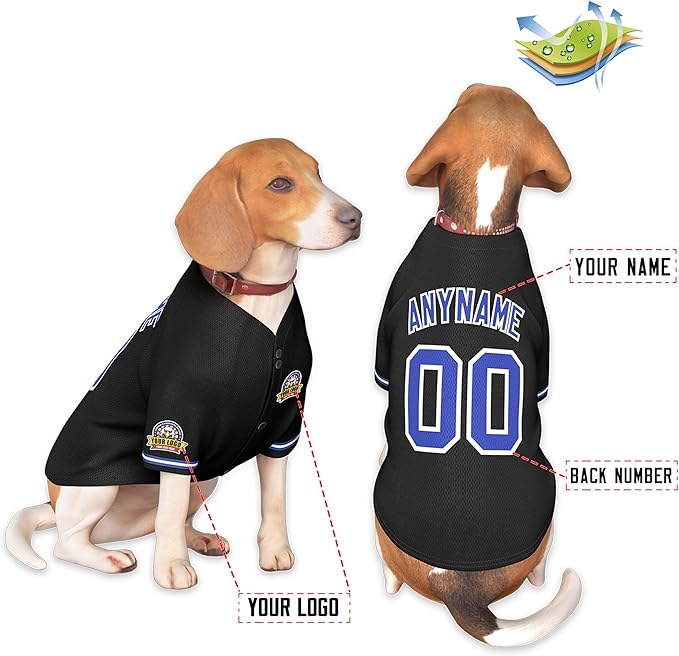 Custom Dog Baseball Jersey with Name Number Logo for Small Pet Dogs-Personalized Dog Shirts