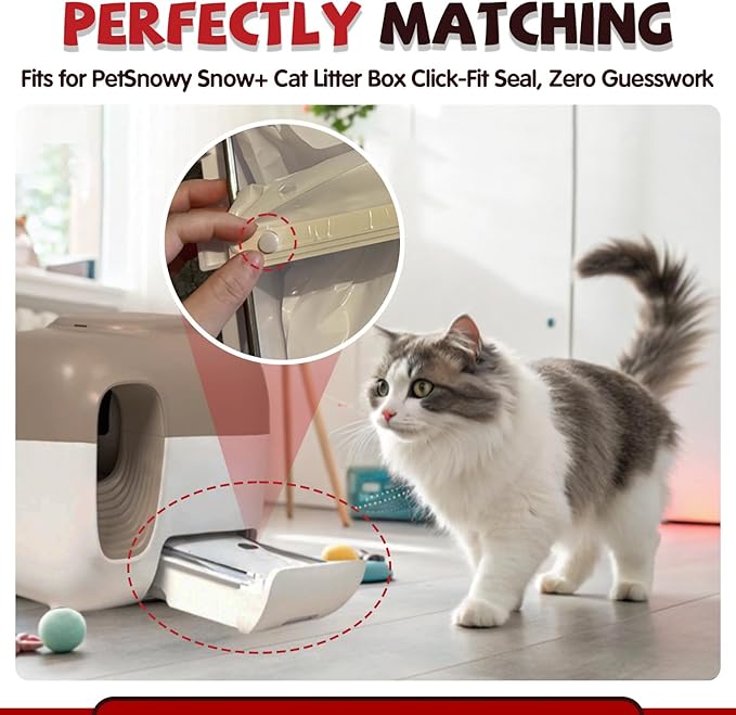 200 Pcs Cat Litter Bags for Pet Snowy Snow+ Cat Litter Box, Self-Sealing Drawer Liner Bags for Pet Snowy, Thickened & Wear-Resistant