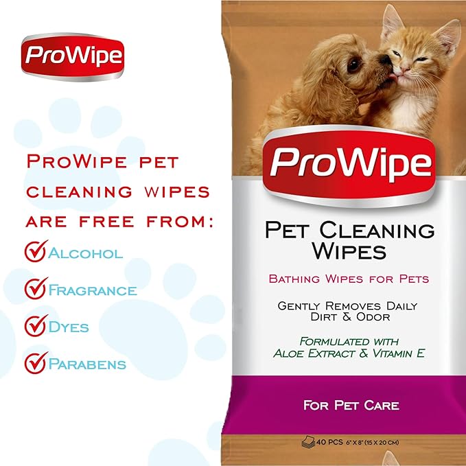 Pet Wipes, Dog Wipes, Cat Wipes, Grooming & Cleaning Wipes for Paws and Butt with Aloe Extract & Vitamins, Perfect as Eye, Ear Wipes, Suitable for Puppy, Kitten, Dogs and Cats, 4Pack x 40-160