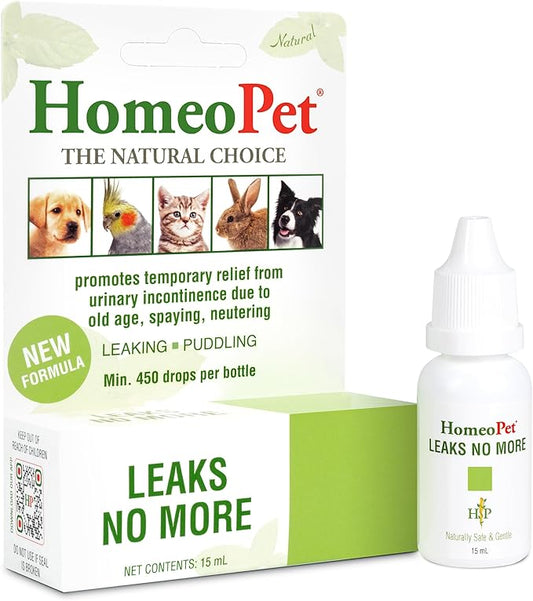 HomeoPet Leaks No More, Safe, Gentle, and Natural Cat and Dog Urinary Incontinence Relief, 15 Milliliters