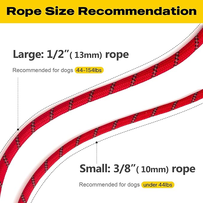 Fida Durable Slip Lead, 6 FT x 3/8" Heavy Duty Dog Loop, Comfortable Strong Rope Slip Leash for Small Dogs and Puppies, No Pull Pet Training Leash with Highly Reflective (3/8", Red)
