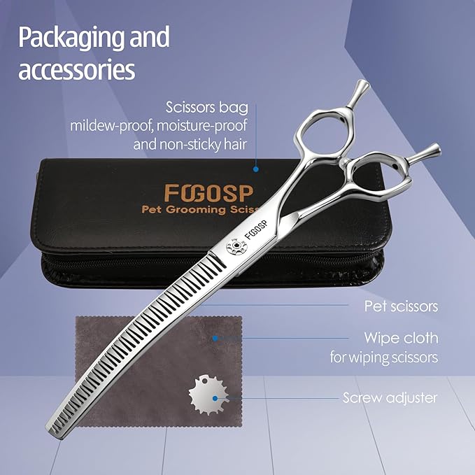 Professional 3D Curved Chunkers Dog Grooming Scissors 7.5 in Magic Thinning Shears for Dogs Pet Cat Light Cutting Feel No Marks Only Fluffy Natural 70% Thinning Rate Japan Alloy Steel(7.5,3D)