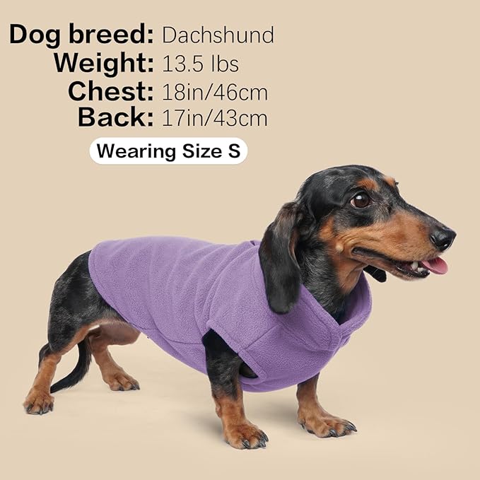 FUAMEY Dog Fleece Vest for Large Dogs,Warm Stretchy Dog Sweatshirts Pullover with Leash Hole Dogs Sweater Soft Pet Turtleneck Cozy Pet Vest Lightweight Sleeveless Purple L