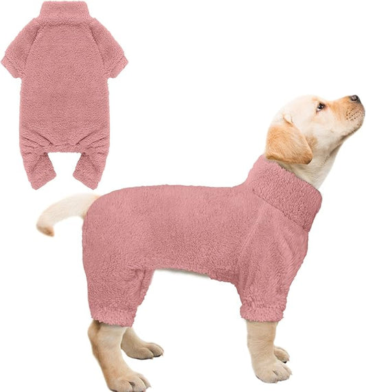 Fuzzy Dog Pajamas Turtleneck Dog Clothes Warm Soft Cozy Lightweight Dog Pjs Dog Sweaters for Small Dogs(Pink-XS)