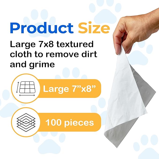 SONO Dog Wipes - Gentle Pet Wipes for Paws, Butt, Face & Body - Cleaning, Deodorizing, Puppy & Cat Friendly - Unscented, 100 Count