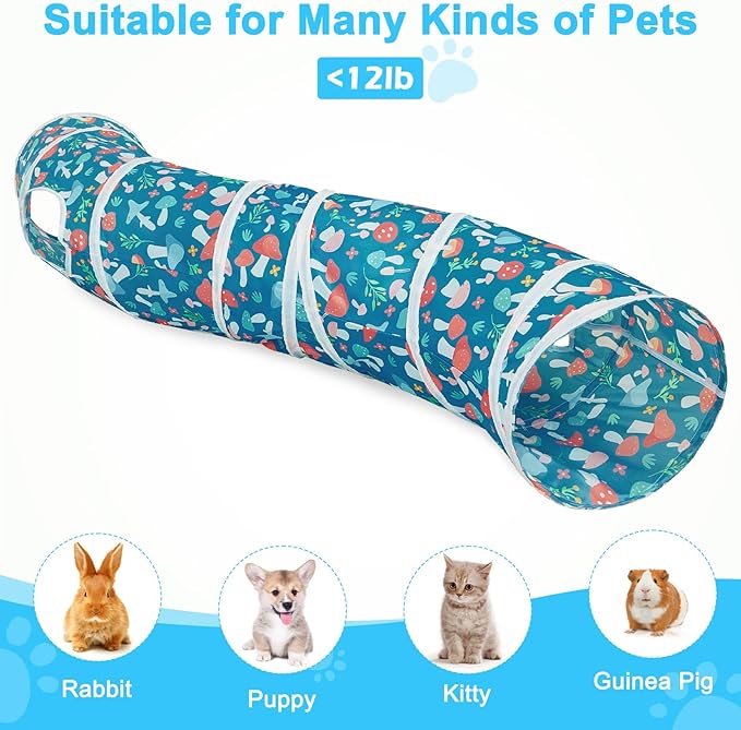 Glittme Cat Tunnel, Cat Tunnels for Indoor Cats, S-Shape Cats Cave with Cat Toys, Foldable Cat Tubes and Tunnels for Cats, Rabbit, Puppy, Guinea Pig