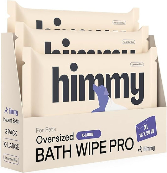Himmy XL Pet Wipes for Dogs and Cats – 18” x 30” Bath Wipes for Cleaning, Deodorizing, Conditioning, Anti-Itch Grooming, Wet Dog Wipes for Paws, Butt, Ear, Eye, Face Whole Body Lavender