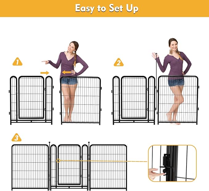Garden Fencing 36 Inch High, 4 Panels Total 8.9 Ft(L) Dog Fencing Outdoor for Yard, 4 One-Sided Plate, No Door, Anti Dig Fence Barrier, Dog Pen, Rabbit Fence, Garden Fences and Borders