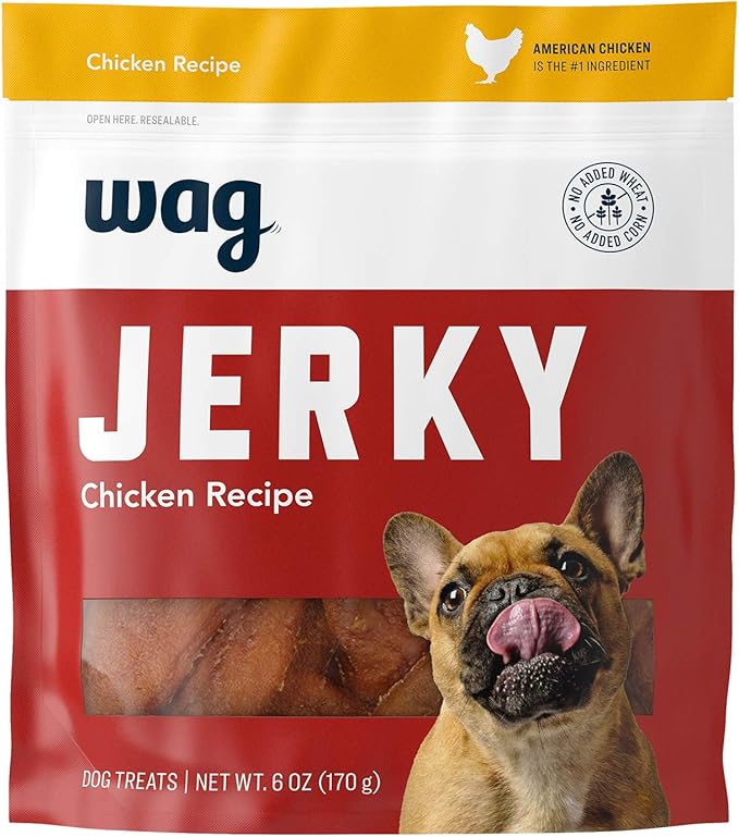 Amazon Brand - Wag Soft & Tender American Jerky Dog Treats – Chicken Recipe (6 oz)