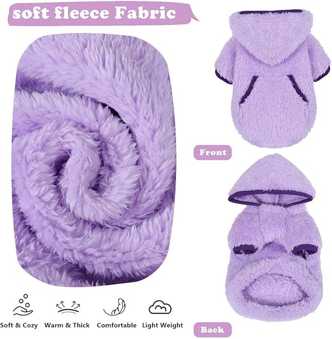 Dog Sweater Dog Winter Clothes for Small Dogs Boy Girl Pet Hoodies Puppy Cold Weather Coats Fall Doggie Sweatshirt for Chihuahua Yorkie Cat Sweater Costumes (Purple, Small)