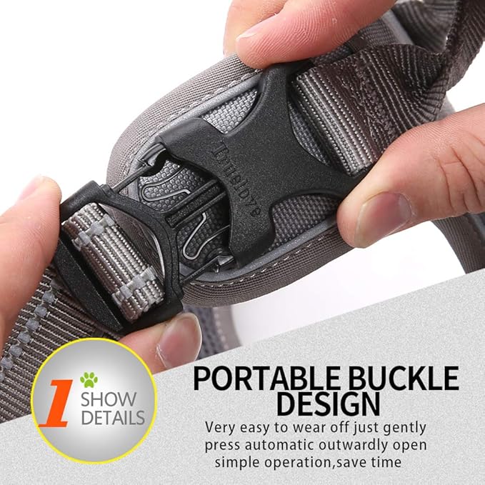 Truelove No Pull Dog Harness with Easy Control Handle and 2 Leash Attachments ,Reflective Adjustable Pet Vest