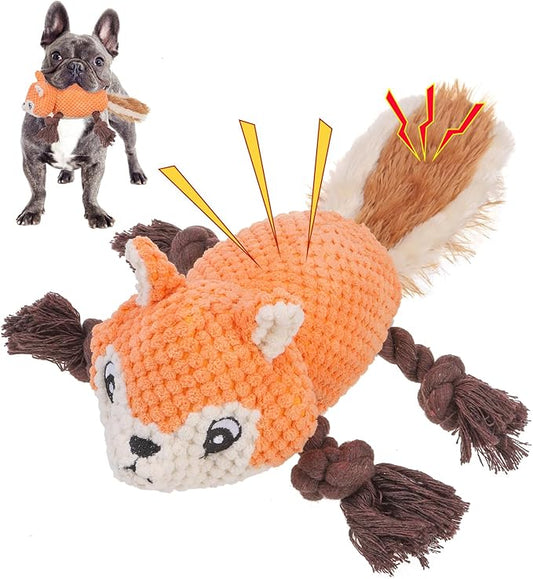 SCENEREAL Thanksgiving Dog Toys, Puppy Plush Toy for Large Medium Breed Boy Girl, Squeaky Interactive Dog Chew Toys for Small, Middle, Big Sized Dogs, Fall (Squirrel)