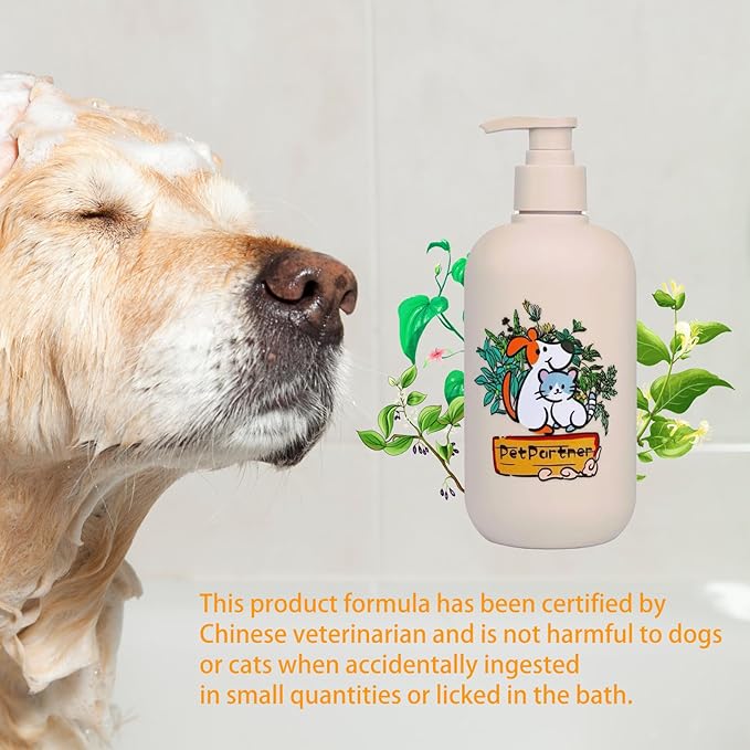 Cat and Dog Shampoo Conditioner, Hypoallergenic Medicated Puppy Shampoo，Veterinary Formula Dog Shampoo for Allergies and itching，Itchy Skin Relief for Smelly Dogs, Natural Sensitive Skin Care