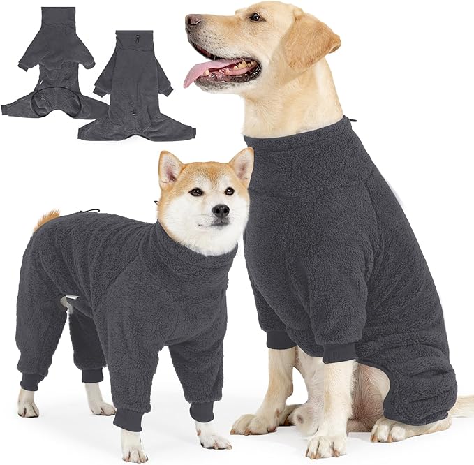 Fleece Dog Sweater for Small Medium Large Dog for Run Walk Sleep Pet Winter Jacket & Windproof Clothes Coat Medium Grey