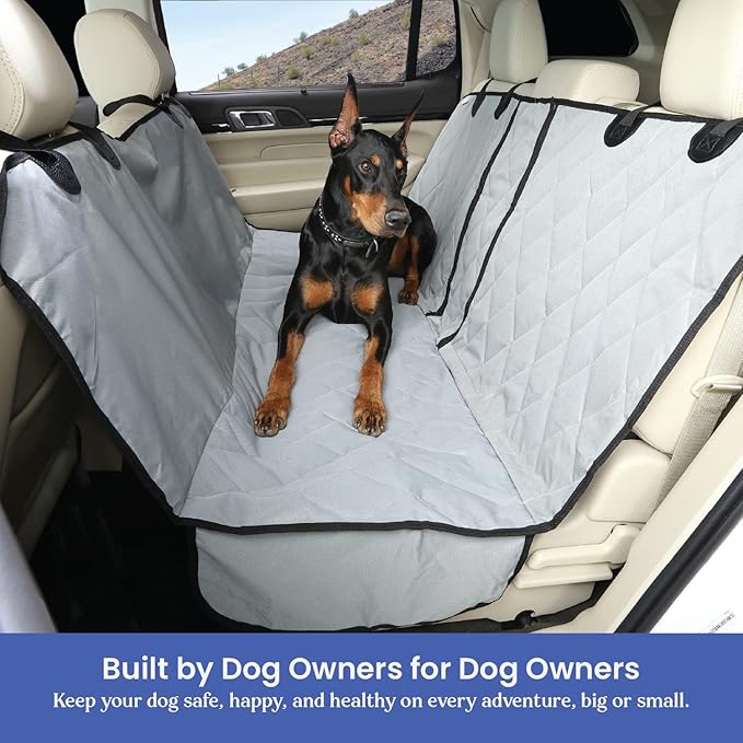 4Knines Dog Hammock for Full Size Trucks & Large SUVs (XL, Grey) – Bench Seat Covers for Trucks with 60/40 Split Seats - Armrest & Seatbelt Access – Waterproof, Easy Install, Machine Washable
