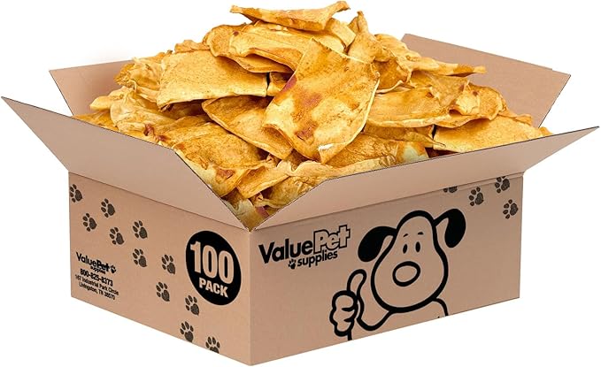 ValueBull USA Rawhide Chips, Chicken Infused, 100 Count Bulk Pack - Natural & Safe, USA Beef Hide, Long Lasting, Chemical Free, No Artificial Flavors
