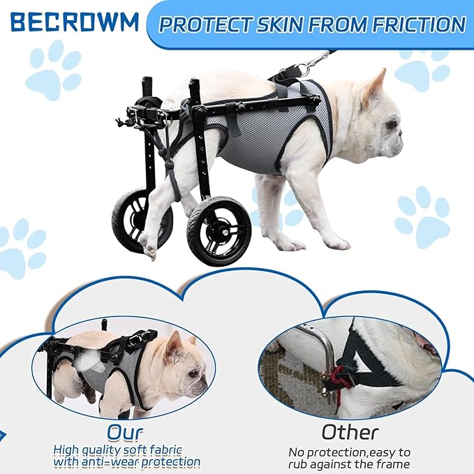 Dog Wheelchair for Back Legs, Light Weight Dog Wheelchair Cart with Disabled Hind Legs Walking, Adjustable