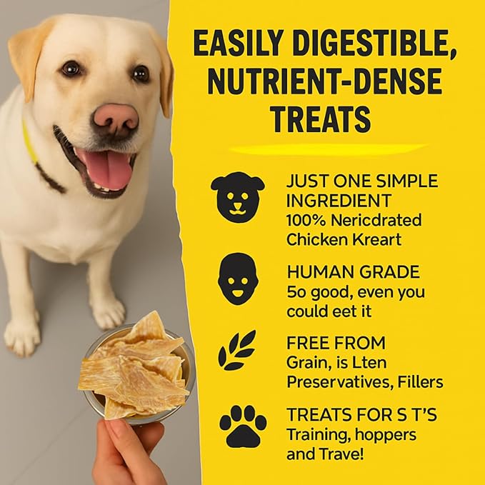 Ruff Town Dog Treats – Human Grade Chicken Breast | Training Treats for Dogs | High Protein, Single Ingredient | Grain-Free, Hypoallergenic & Dehydrated | Suits All Breeds, Made in USA (4 oz)