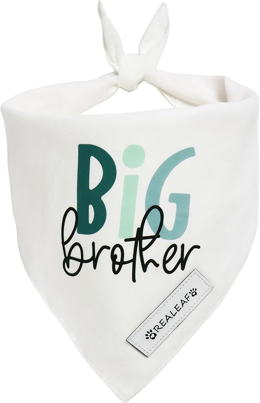 Realeaf Big Brother Dog Bandanas Pet Scarf for Medium and Large Dogs New Baby Announcement Pet Accessories Pregnancy Reveal Ideas (Big Brother, Large)