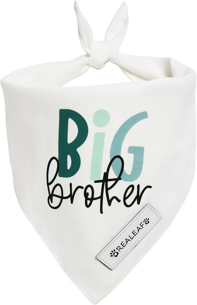 Realeaf Big Brother Dog Bandanas Pet Scarf for Large and Extra Large Dogs New Baby Announcement Pet Accessories Pregnancy Reveal Ideas (Big Brother, X-Large)