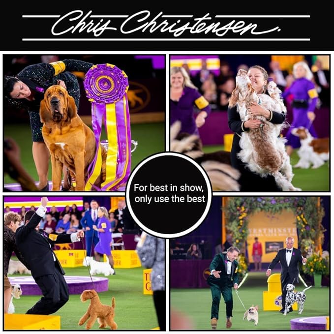 Chris Christensen 504 8.5 in. Fine/Coarse Greyhound-Style Butter Comb, Groom Like a Professional, Rounded Corners Prevent Friction and Breakage, Solid Brass Spin with Steel Teeth, Chrome Finish.