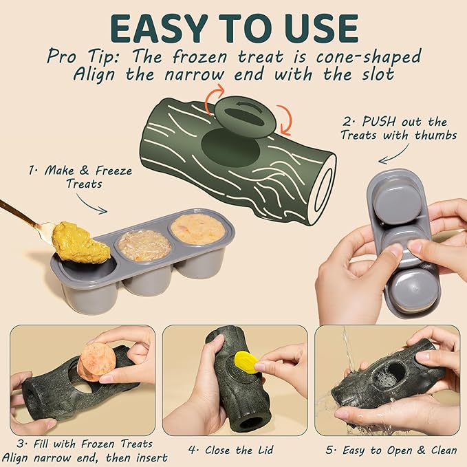 2 Pack Interactive Dog Toys for Aggressive Chewers, Long-Lasting Frozen Dogs Treat Holder to Keep Them Busy, Indestructible Dog Enrichment Toys - Reduce Anxiety, Safe for Large/Medium Breed