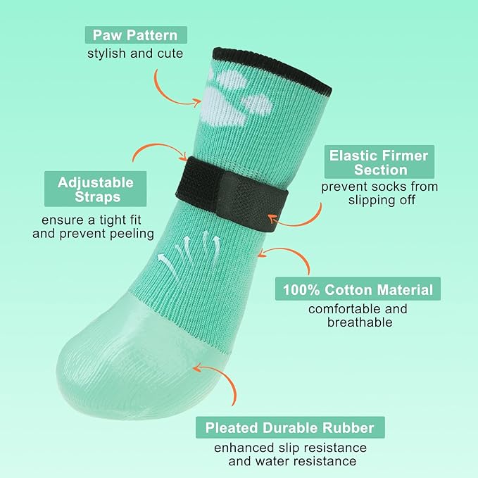 BEAUTYZOO Dog Booties Shoes for Hot Pavement, Waterproof Dog Boots for Small Medium Large Dogs, Traction Control Paw Protectors for Hardwood Floors Anti Slip, 6 PCS Dog Grip Socks for Outdoor Walking