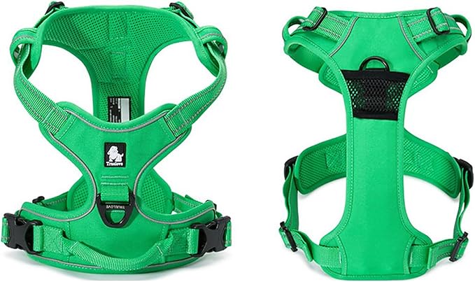 TRUE LOVE Adjustable No-Pull Dog Harness Reflective Pup Vest Harnesses Comfortable Control Brilliant Colors Truelove TLH5651(Grass Green,L)