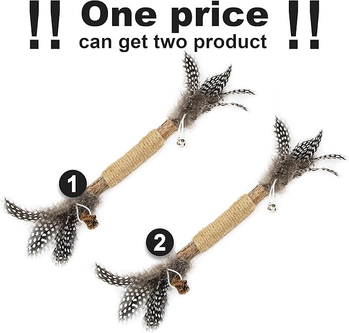 PAZ'S GIFT Catnip Toy Cat Toys Catnip Toy cat chew Toy cat Kicking silvervine Stick Teeth Cleaning Cute Kitten Teething Indoor Interactivecat Dental Care Matatabi (Feather 2pcs)