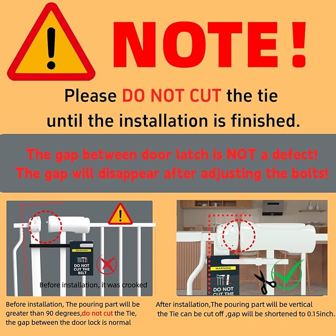 TSAYAWA Extra Wide Baby Gate with Door,33.8-38.5 Inch Walk Through Large Long Child Gates for Stair Doorway - Indoor Outdoor Safty Gate for Toddler Pet Dog Doggie White