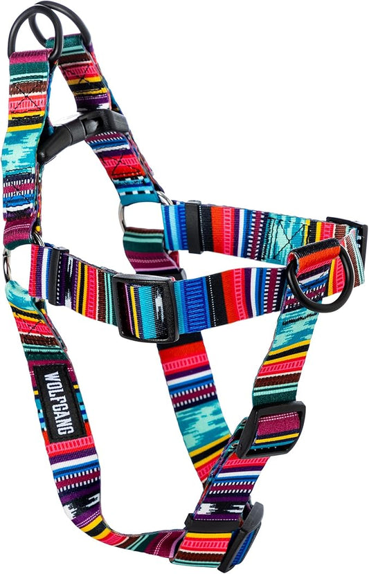 Wolfgang Heavy Duty Adjustable Dog Harness, Pull-Tested to Over 800 lbs for Walking & Training, Quetzal Print, Medium