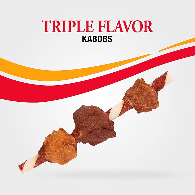 Good'n'Fun Triple Flavored Rawhide Kabobs for Dogs, 2 Pack, 4 oz