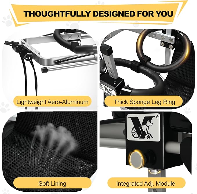 All-Terrain Dog Wheelchair for Back Legs - Lightweight & Adjustable for Medium to Large Dogs - Easy to Assemble Mobility Aid
