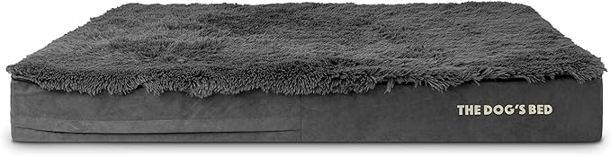 The Dog’s Bed Orthopedic Memory Foam Dog Bed, XXL Grey Fur, Pain Relief for Arthritis, Hip & Elbow Dysplasia, Post Surgery, Lameness, Supportive, Calming, Waterproof Washable Cover