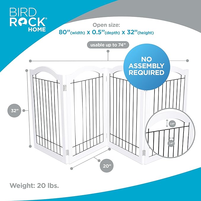 Internet's Best Wire Dog Gate with Arched Top - 4 Panel - 30" Tall - White