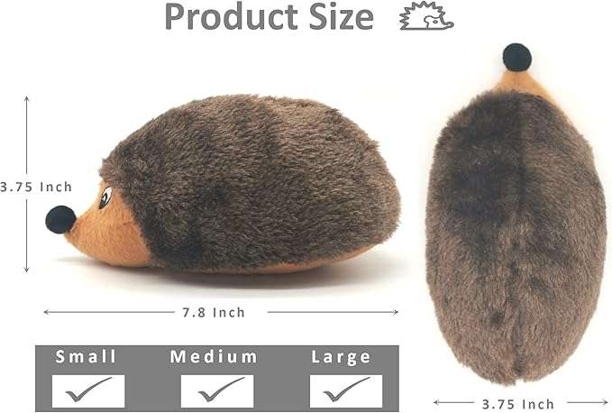 SUNKYPUP Hedgehogz Squeaky Dog Toy, Stuffed Plush Dog Toys for Small Medium Dogs (8 Inch (2 Pack))