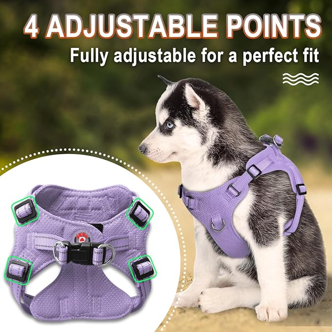 Dog Harness Step in Dog Vest Harness, Reflective Adjustable Puppy No Pull Harness Breathable Soft for Small and Medium Dogs Cats, Violet Purple, S