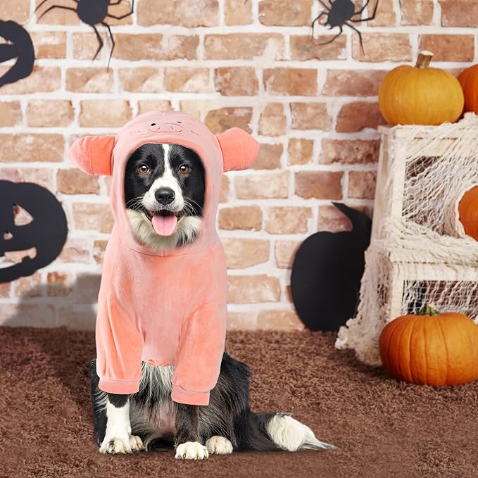 NACOCO Halloween Pig Dog Costume - Pet Christmas New Year Hoodie Warm Party Coat Outfit for Small and Medium Cat Dog Clothes(Pink Pig,L)