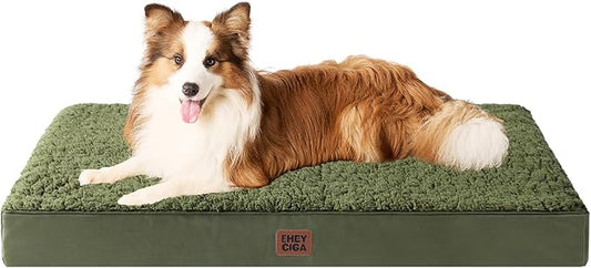 EHEYCIGA Orthopedic XL Dog Beds for Extra Large Dogs with Removable Washable Cover for Crate, Dark Green, 41x27