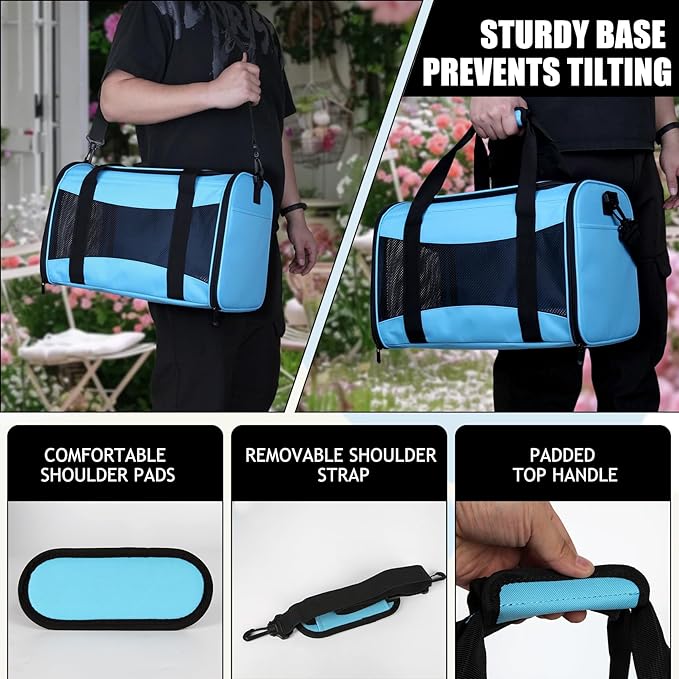 Carriers Soft-Sided Pet Carrier Large Carrier for Medium Large Cats Dogs Under 35Lbs,Breathable Ventilated Design,Collapsible Roomy Carrier with Airline Approved(X-Large,Blue)