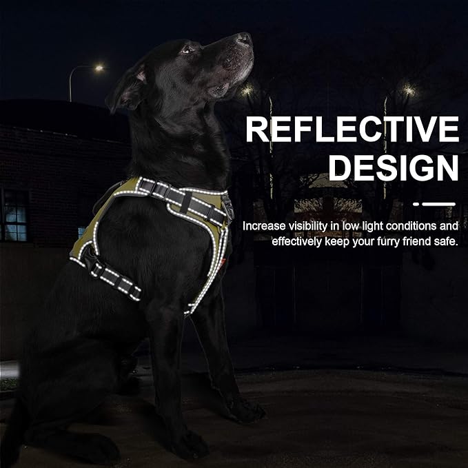 Fida Dog Harness, Multi-Functional No-Pull Pet Vest Harness with Saddle Bags Backpack, Front Leash Clip, Adjustable Soft Padded Reflective No-Choke Dog Vest Heavy Duty for X-Large Dog, XL,Yellow